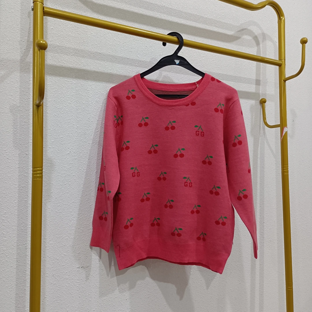 唯琳剪标   7仓F4-6-2807款   桃红色小樱桃针织衫