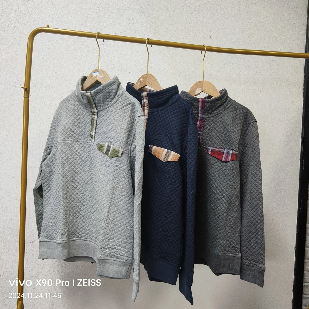 品牌剪标  3仓P3-2-10658款  女款美国单EN拼格子立领卫衣