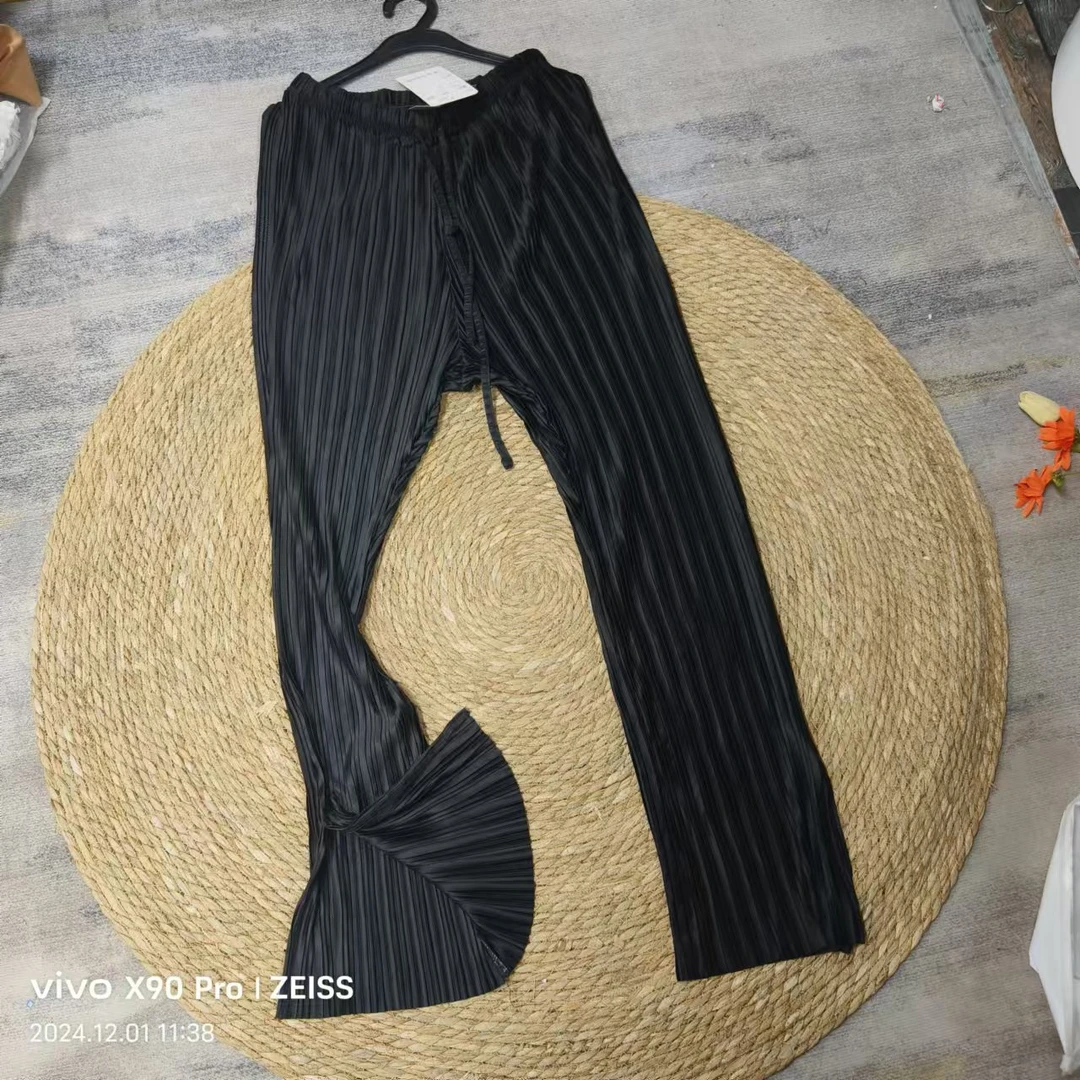 唯琳剪标  4仓T4-2-2758款  百皱松紧腰直筒休闲裤