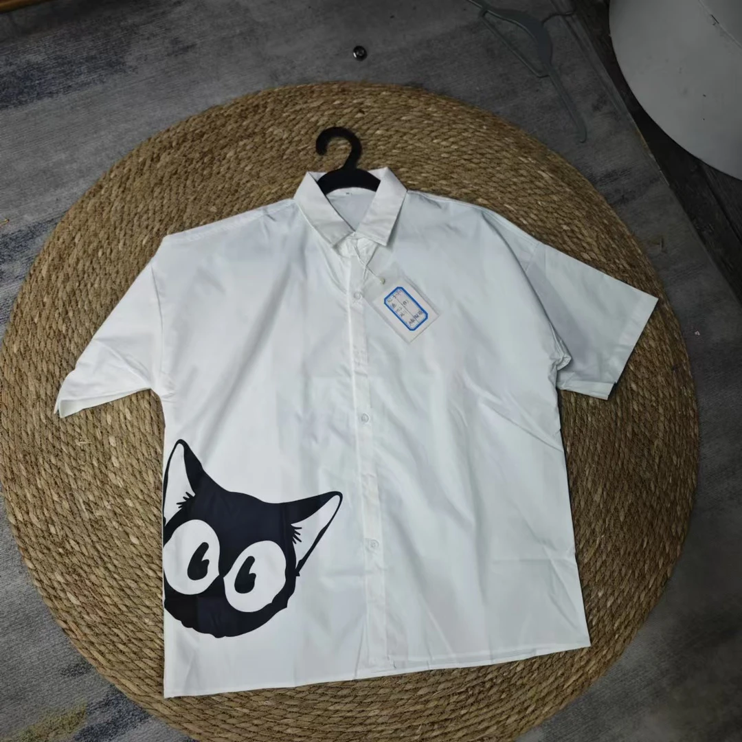 唯琳剪标   7仓K2-3-2721款   猫咪白色短袖衬衣
