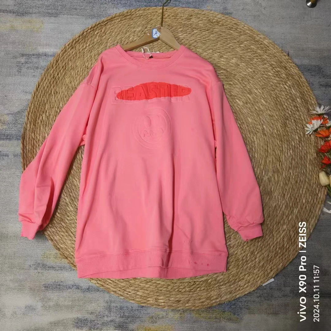 品牌剪标  4仓T6-6-38555款   粉色圆领套头卫衣