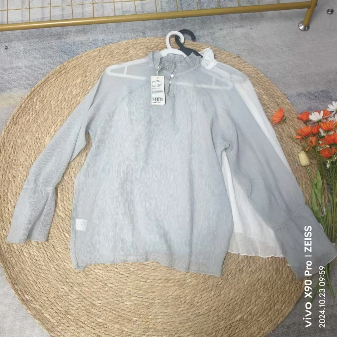 品牌剪标  7仓F6-11-569款  百皱长袖微透打底衫