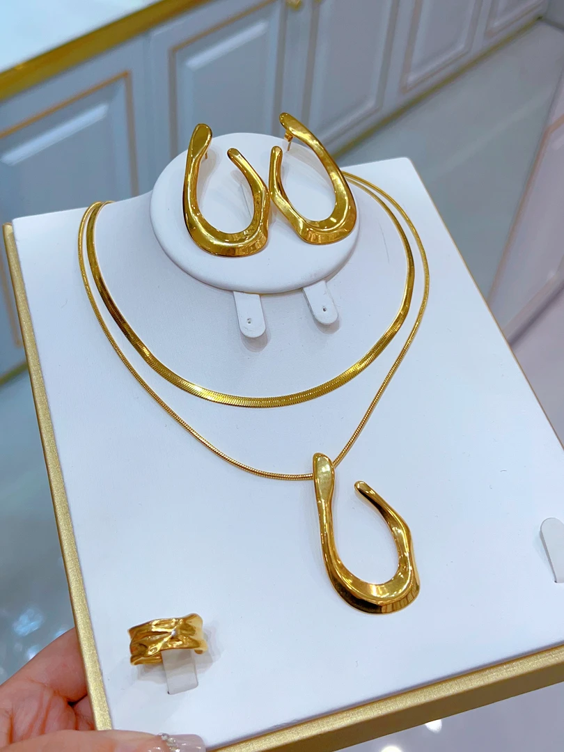 钛钢项链 钛钢三件套0737欧美百搭时尚简约素款坠链轻奢时尚时尚