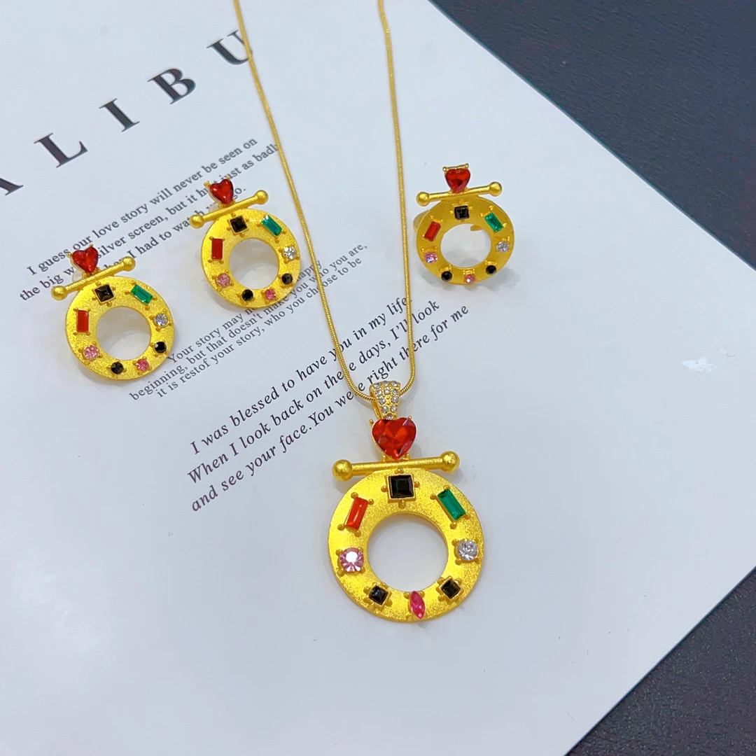 钛钢项链 莱依拉时尚钛钢三件套项链耳饰0632百搭欧美轻奢简约