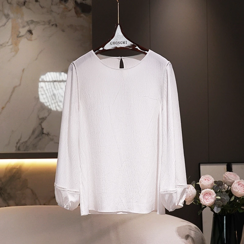 细条纹泡泡纱真丝桑蚕丝衬衫女2024夏季新款时尚百搭显瘦女士上衣