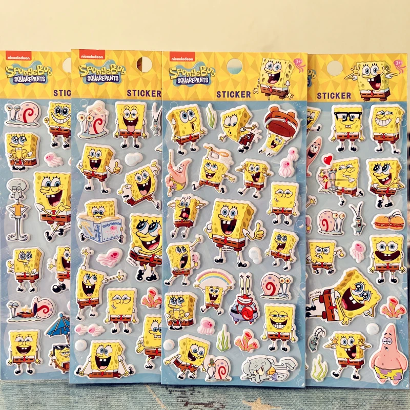 正版海绵宝宝立体卡通泡泡贴纸儿童益智动画宝宝贴画环保防水玩具
