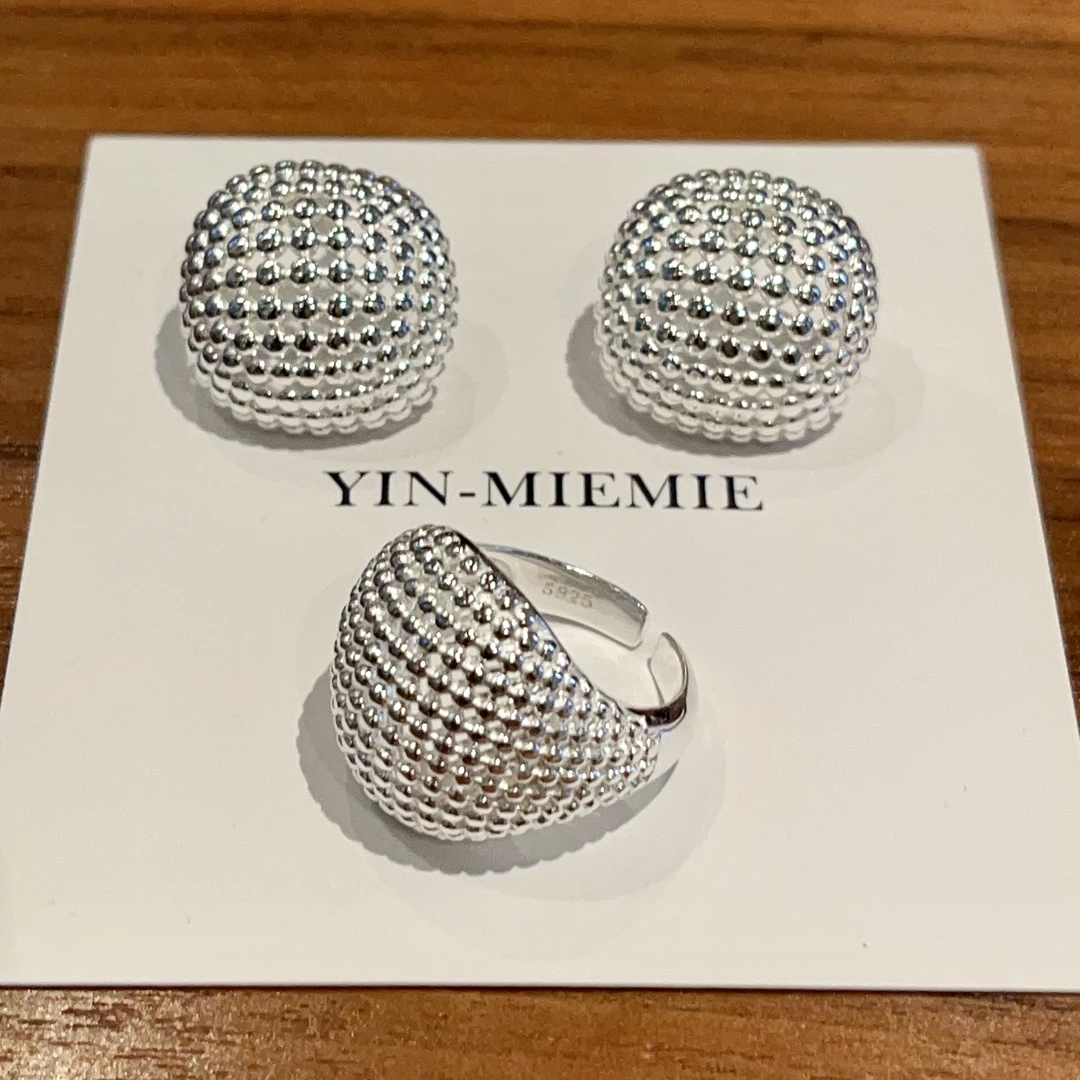 925银耳饰 镂空圆球戒指女轻奢高级感小众原创设计师闪耀工艺