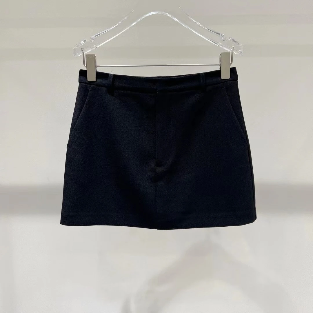 秋冬新款黑色百搭时尚显瘦A字短裙3565