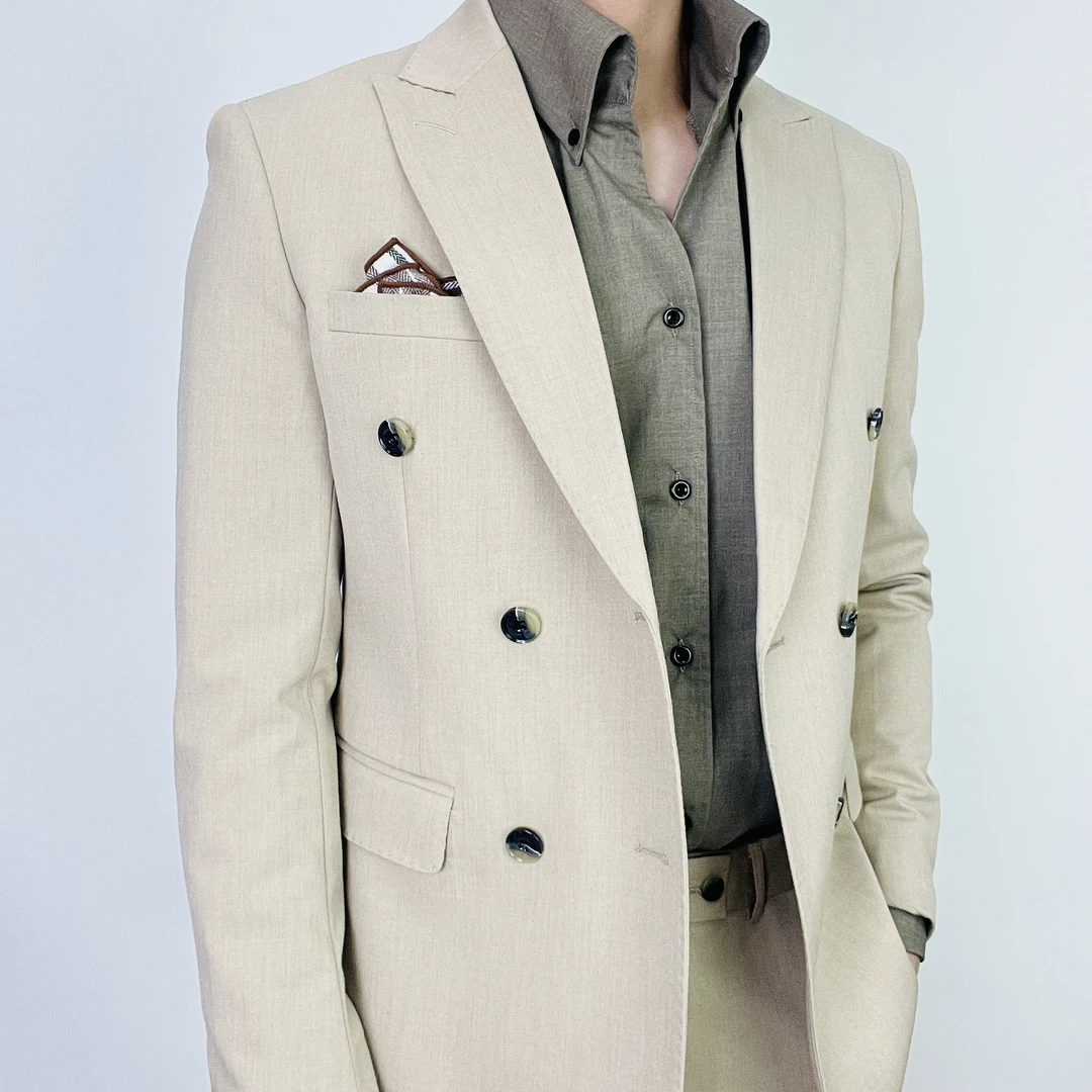 一片领男士长袖衬衫再生纤维抗皱舒适易打理纯色上衣商务衬衣男