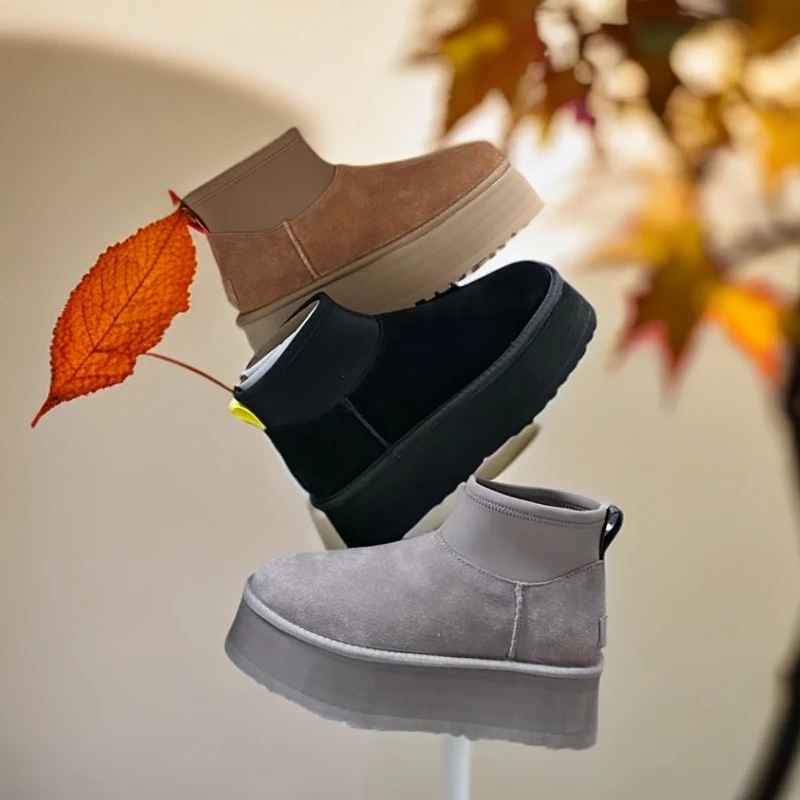 （隆丰迪普mini靴羊皮毛一体）雪地靴时尚休闲百搭厚底保暖冬季