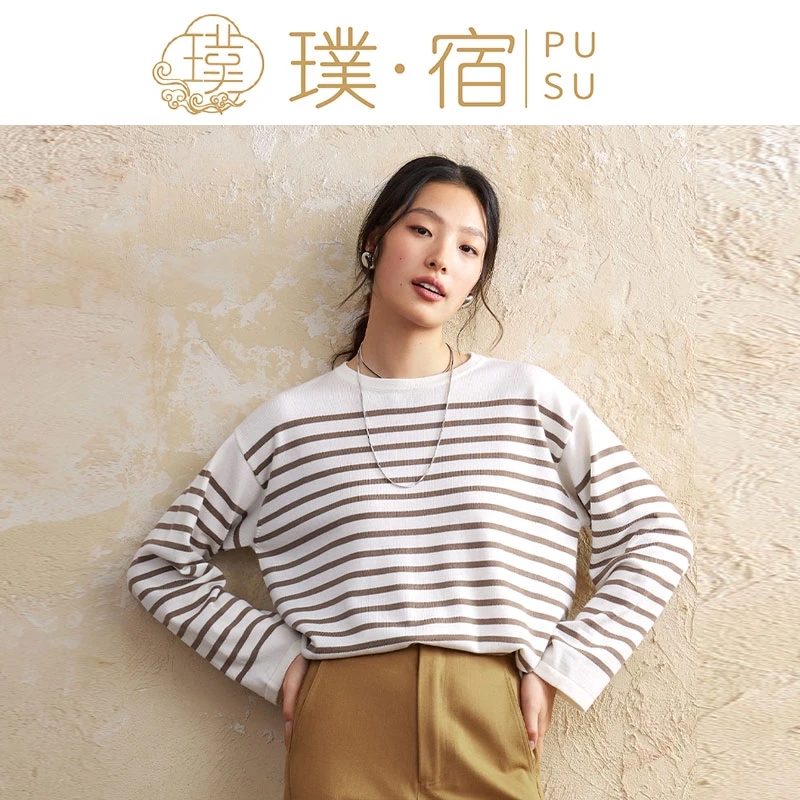 璞宿PUSU 绵羊毛针织圆领保暖毛衫女 53599