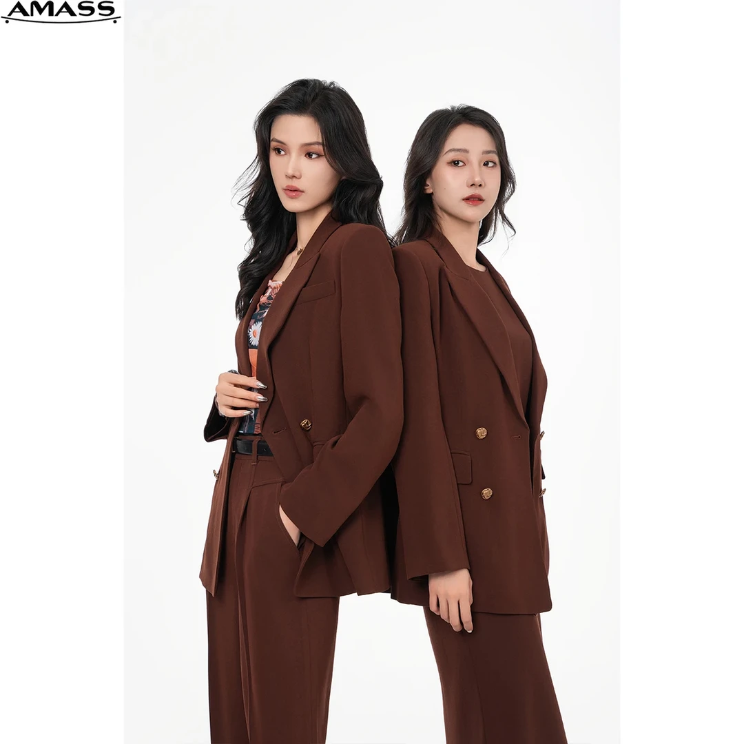 AMASS/阿玛施新款通勤气质中长款时尚西装西服外套女式5400773