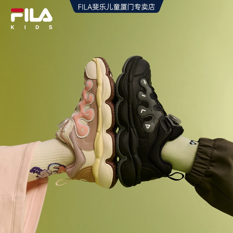 【加绒款】FILA斐乐儿童冬季新款豌豆鞋减震跑步运动鞋K15B441205