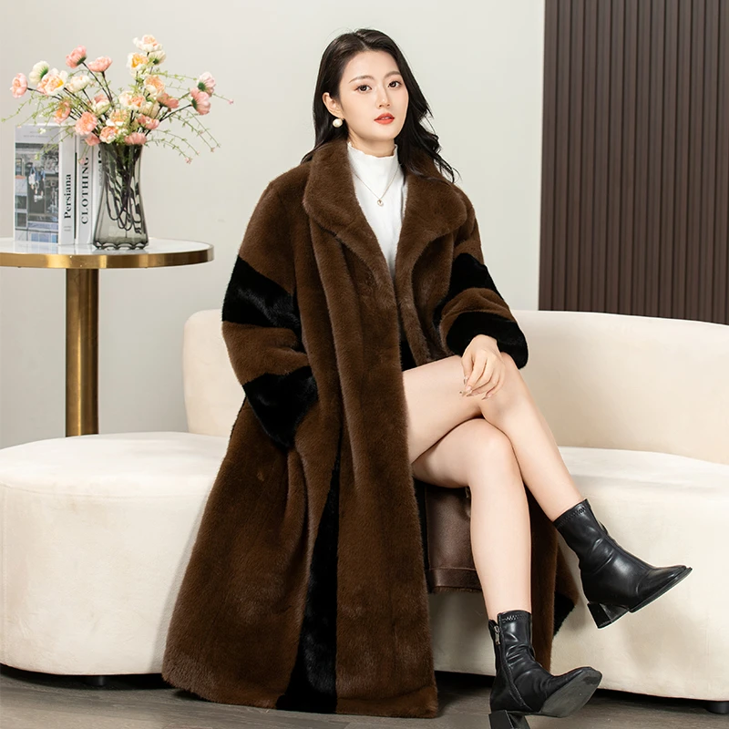 2024年秋冬设计师新款宽松水貂绒大衣显瘦气质高端女士外套长款