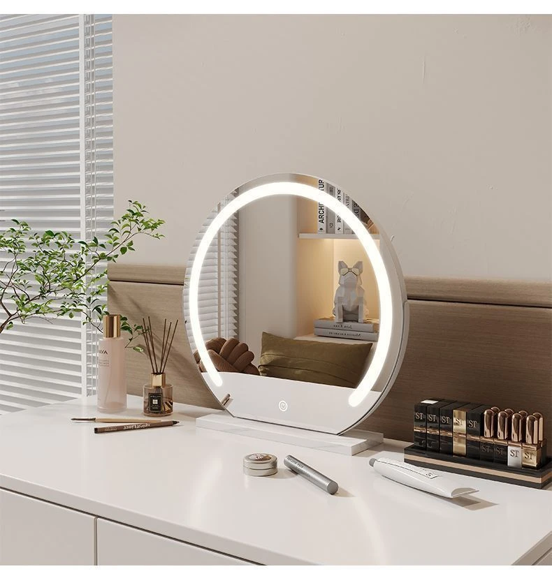 主卧梳妆台智能镜子轻奢高级化妆镜带灯台式桌面大号梳妆镜LED镜