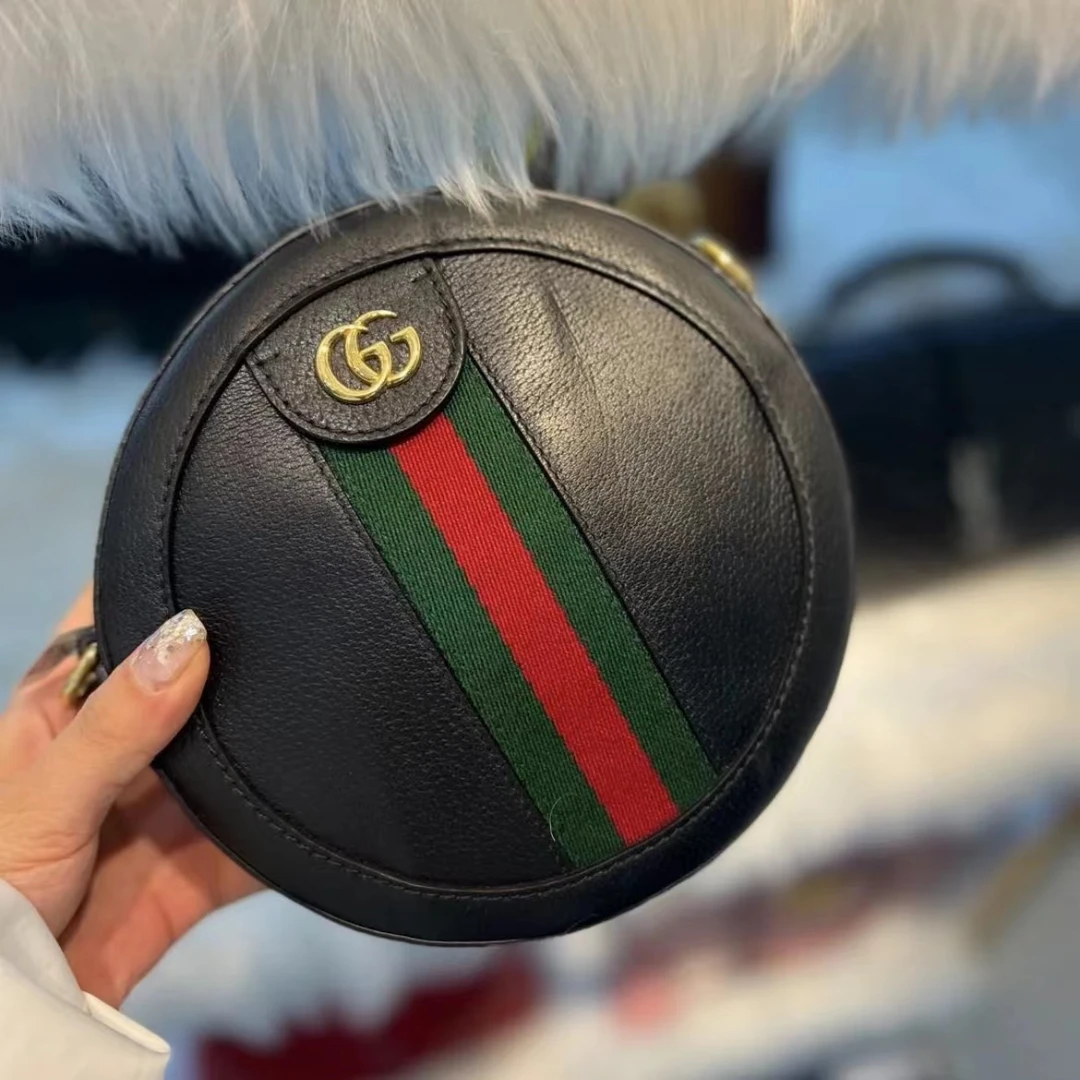 99新 GUCCI/古驰 二手闲置 黑色 ophidia迷你圆饼双肩包