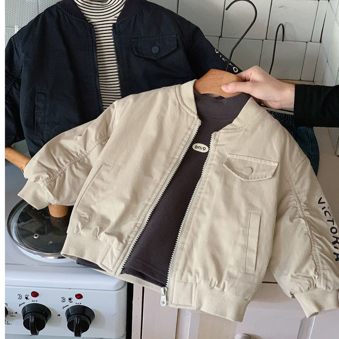 男童夹棉外套秋冬款2024新款儿童棒球服棉服中小童男孩冬季棉衣潮