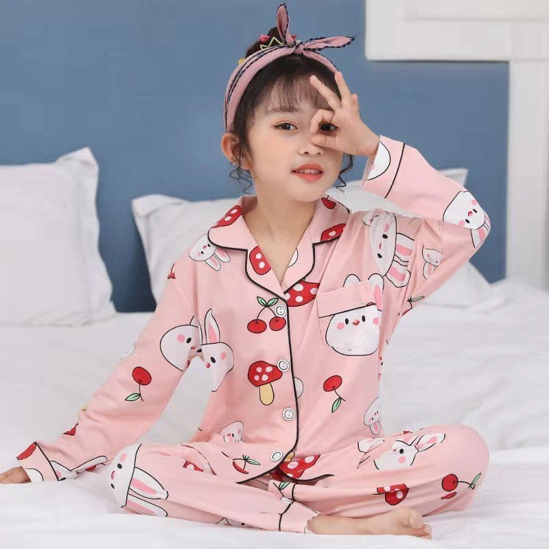 儿童睡衣女春秋季卡通长袖女孩套装小孩宝宝夏季空调服睡衣家居服