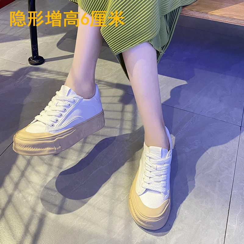 32码起【奶盖】2023爆款内增高小白鞋饼干鞋休闲增高厚底板鞋百搭