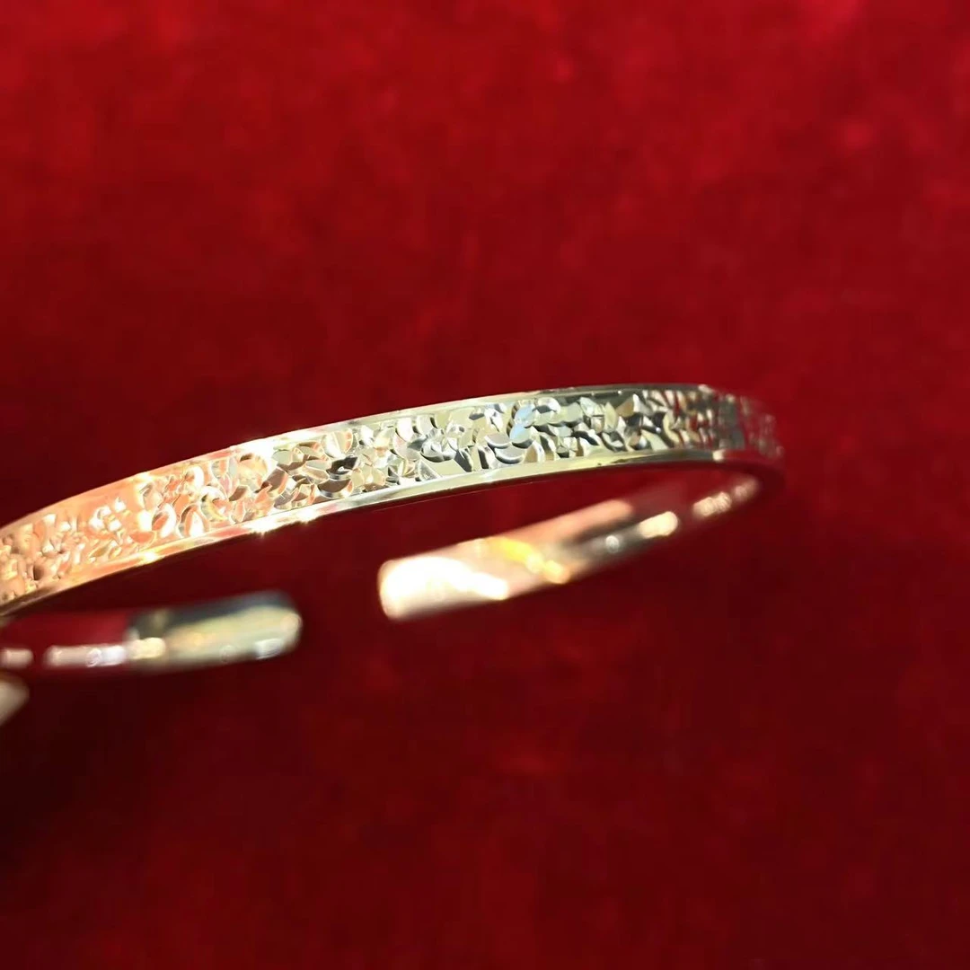 足银手镯 碎冰冰开口银镯时尚