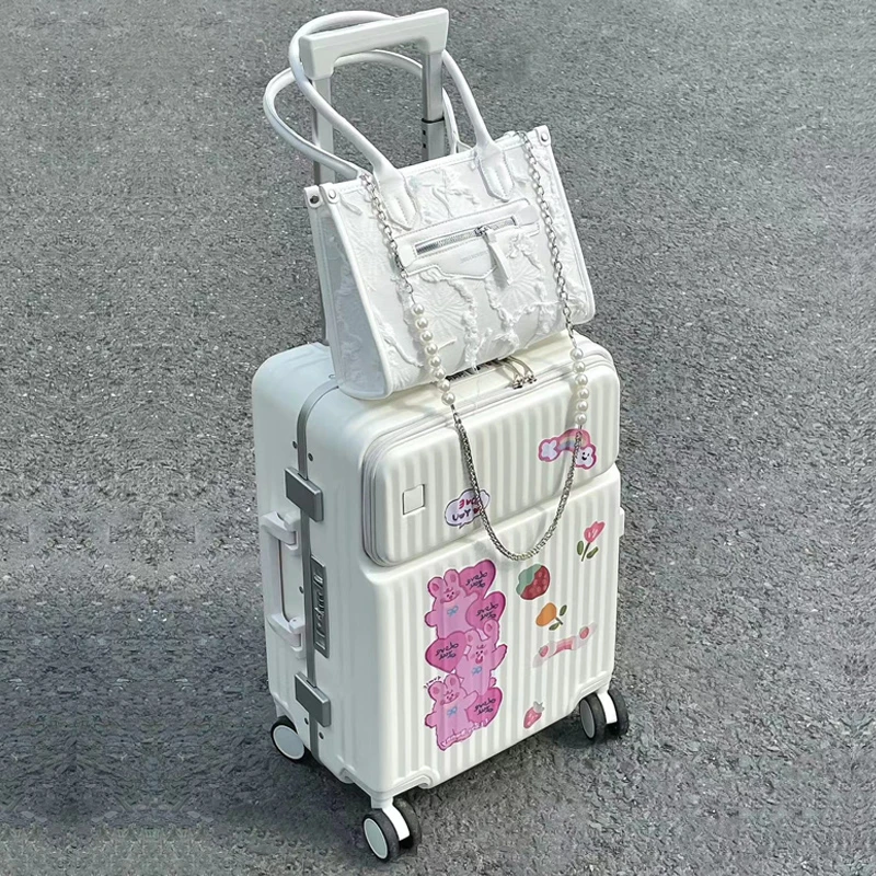 御旅前开口商务行李箱ins网红拉杆箱万向轮男女登机20 24寸旅行箱