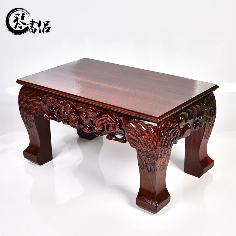 加厚加高脚实木雕刻奇石头摆件底座花瓶盆景工艺品底座花架可挖槽