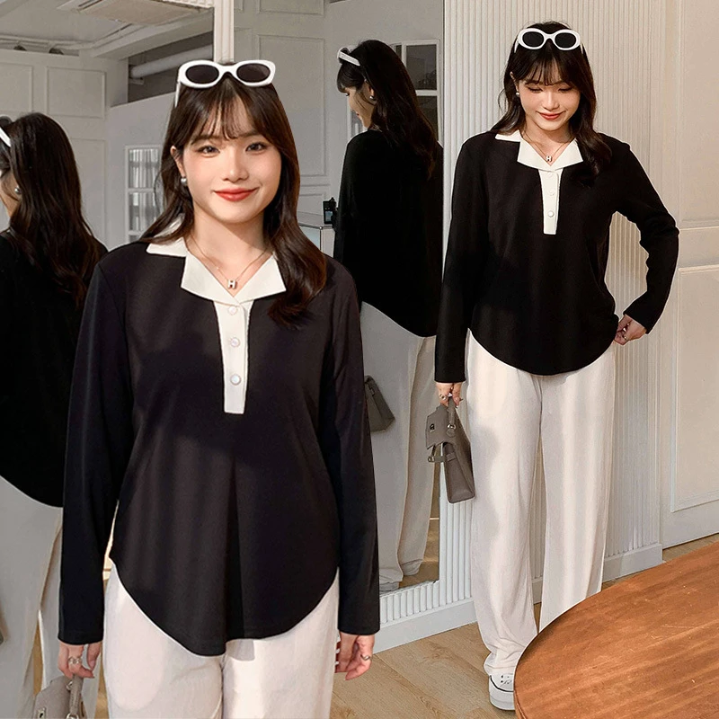 大码女装显瘦时尚宽松洋气胖mm衬衫套装3047