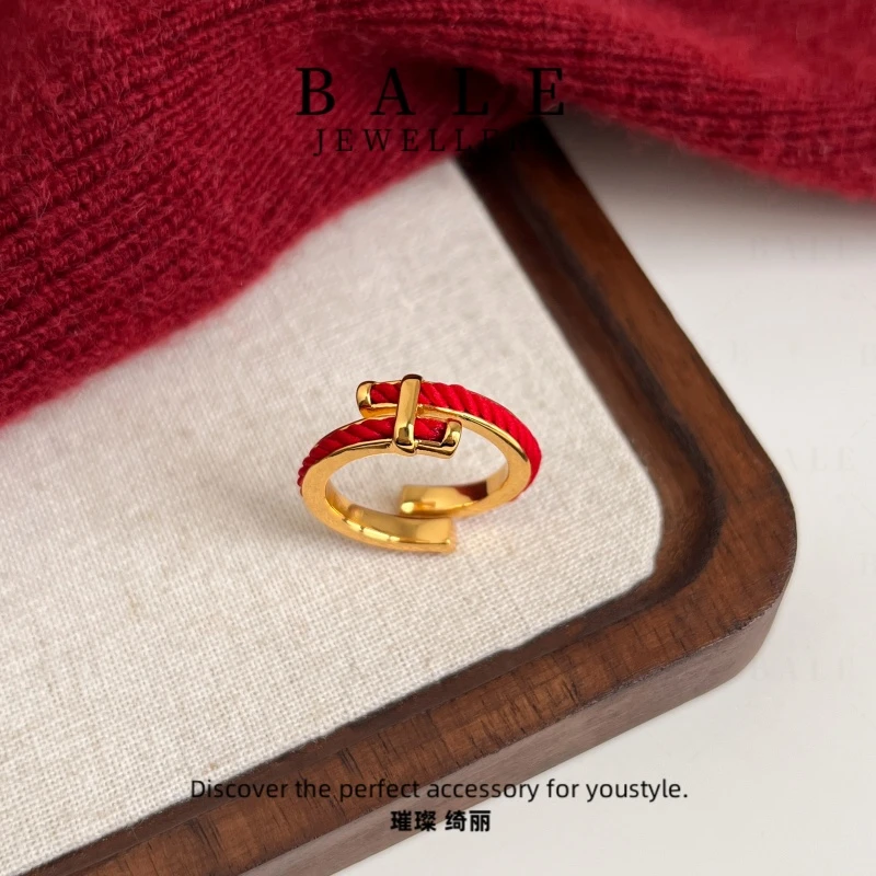 铜合金布艺戒指 T9288 红绳戒指手工气质轻奢时尚百搭红色小众