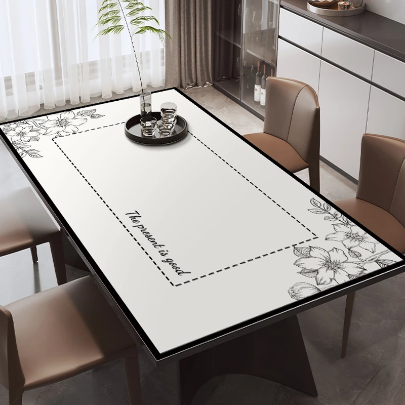 家用Q弹皮革感餐桌桌布耐磨防水防油防烫耐长方形台布轻奢简约