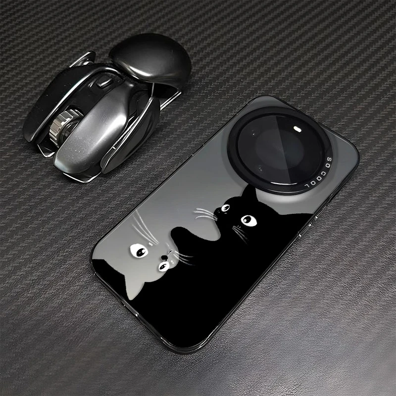 个性黑白猫咪华为mate60pro手机壳高级感mate50/40新款mt全包防摔