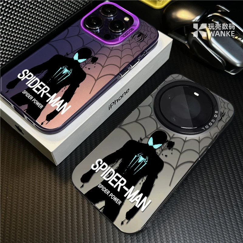 潮酷蜘蛛侠适用华为mate60pro+手机壳pura70苹果15创意小米14防摔