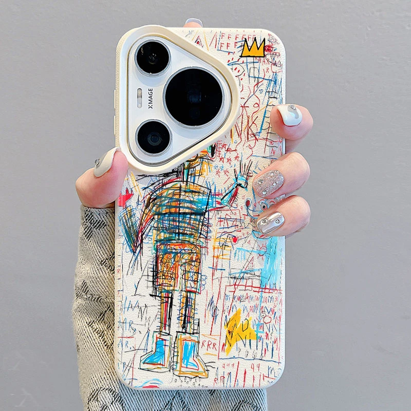 彩色涂鸦适用华为Pura70Pro手机壳Mate60/50软皮纹vivox100保护套