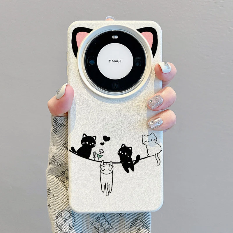 小猫耳朵适用华为Mate60Pro手机壳创意pura70软壳50/40全包边防摔