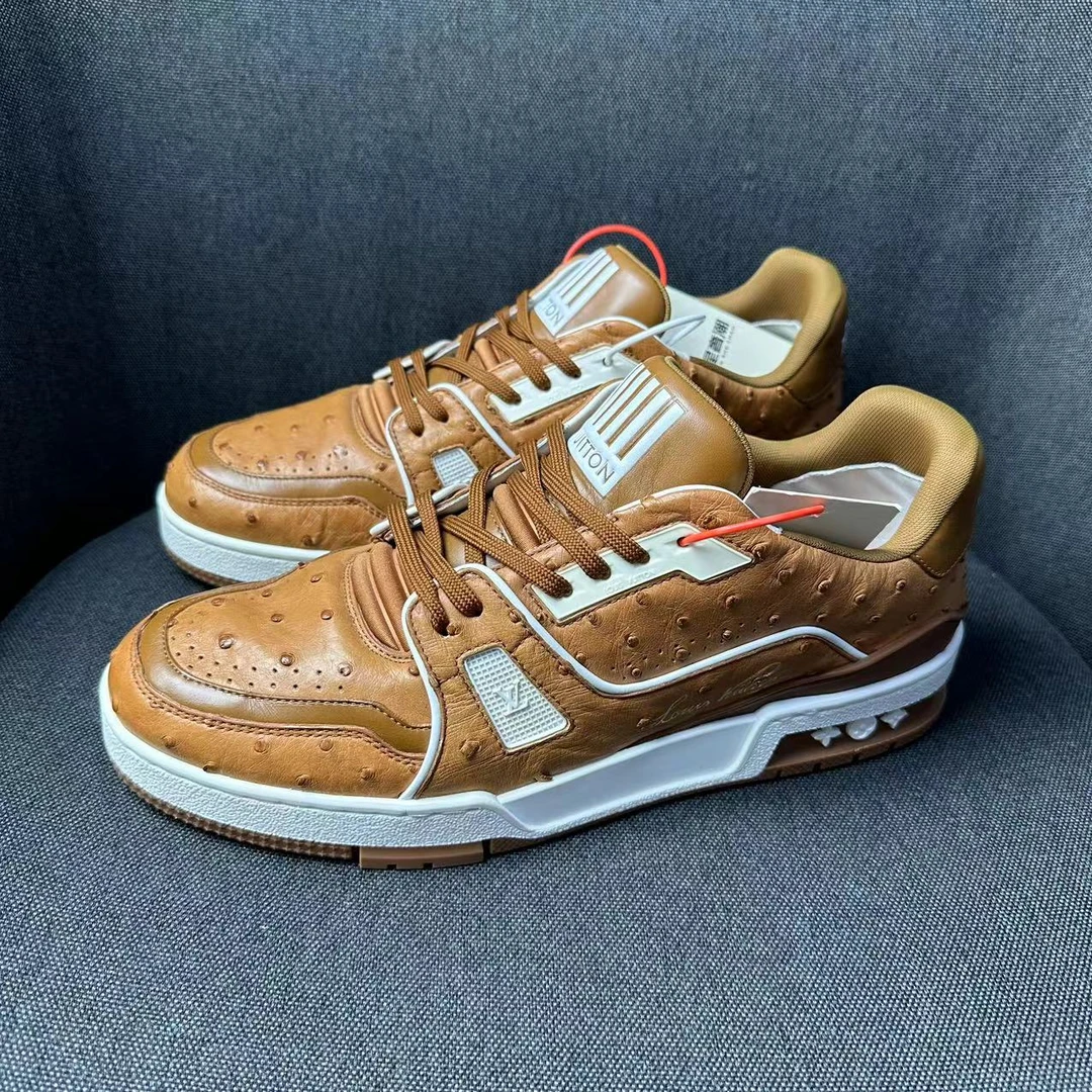 LouisVuitton/路易威登经典棕黄色Trainer休闲板鞋（海蜀黍福利）