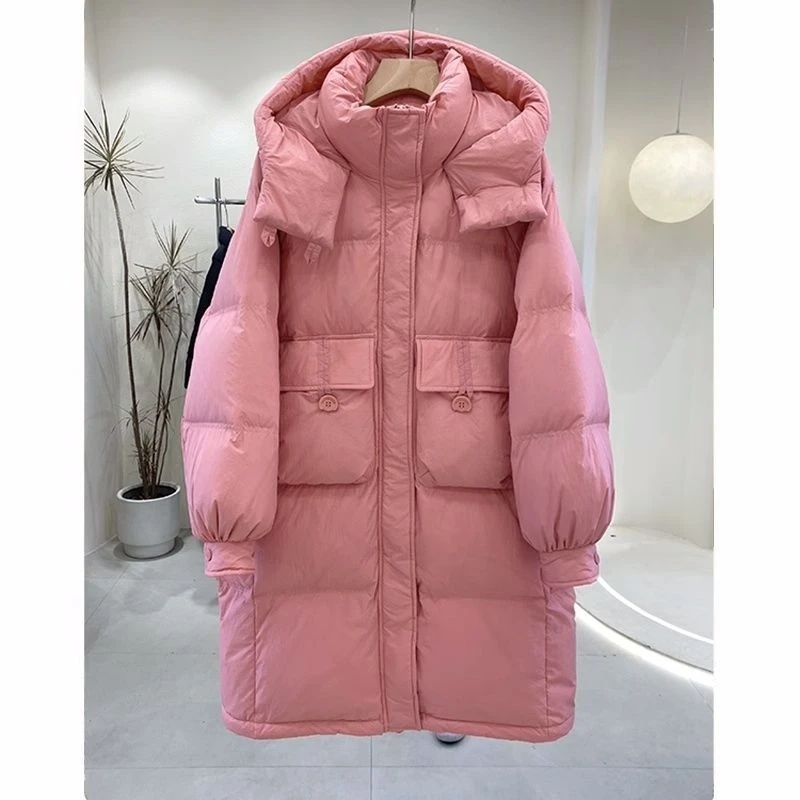 2023新款冬装时尚宽松羽绒服女中长款白鸭绒过膝洋气女羽绒外套潮