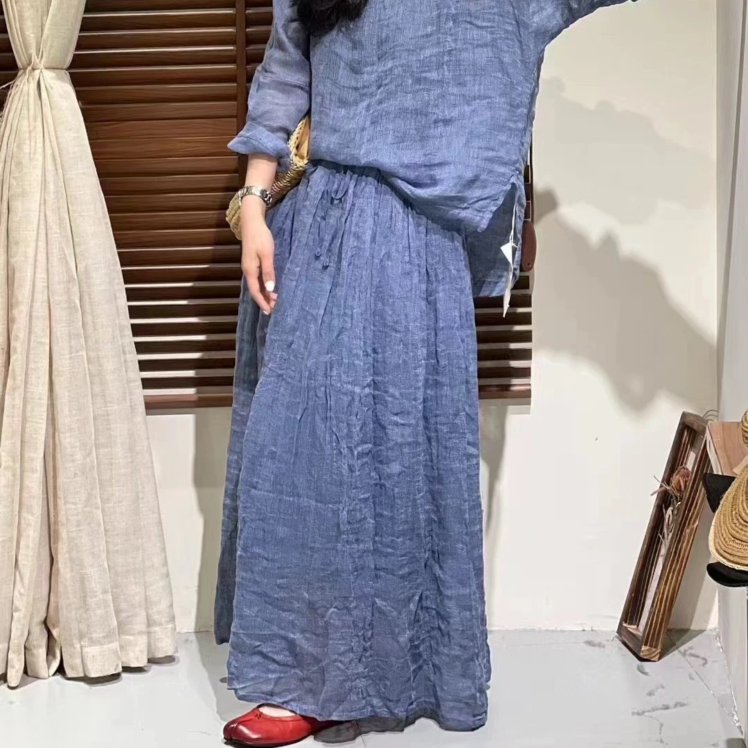 原创设计进口定制款亚麻大裙摆仙女长裙