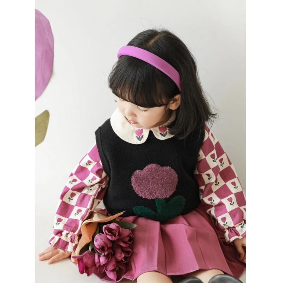 YOEHYAUL/幼悠宝宝马甲儿童春季洋气女童打底套头针织衫坎肩Q2420