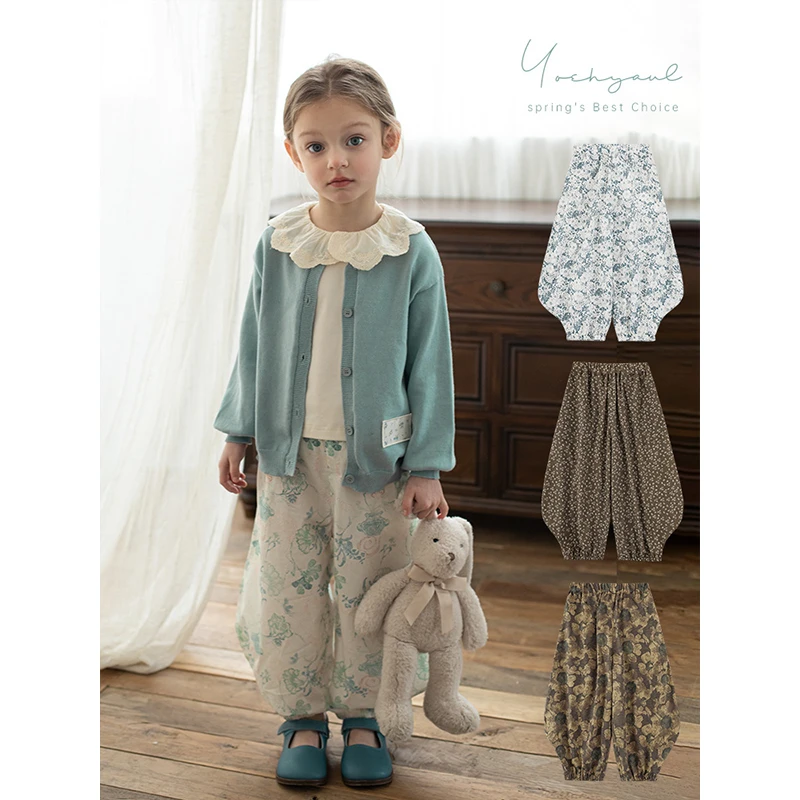 【清仓】幼悠儿童春季时尚长裤复古童装女童洋气百搭休闲裤子C2940