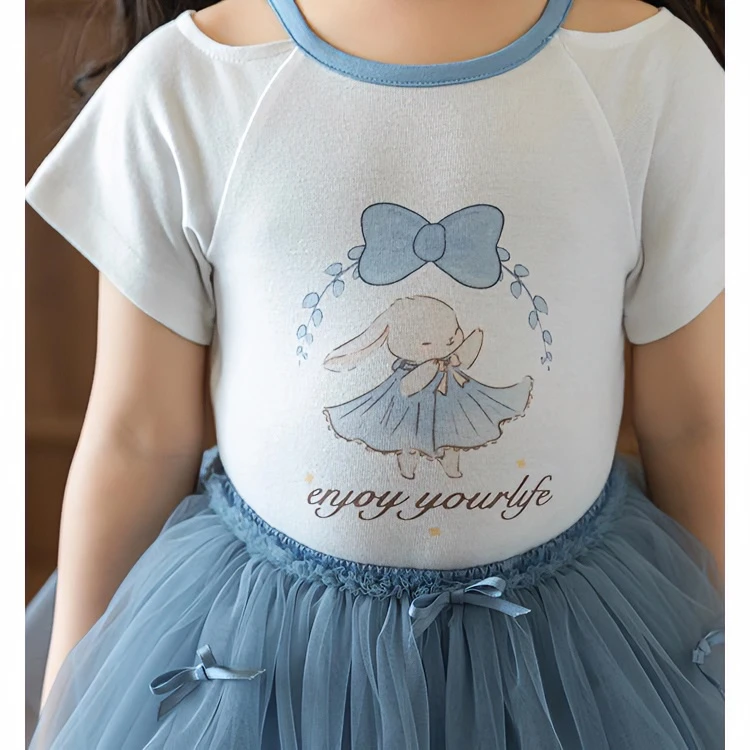 幼悠夏四波洋气时尚百搭上衣童夏季韩版撞色圆领休闲T恤AX0447