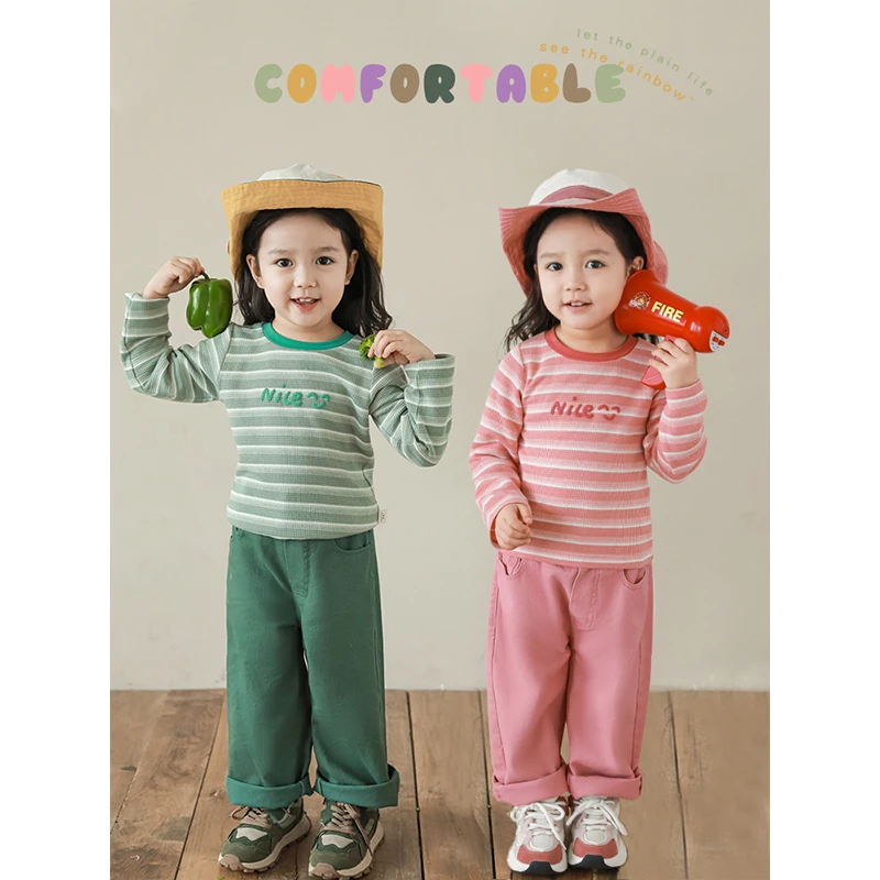 幼悠春二波时尚洋气春秋印花儿童华夫格T恤宝宝汉服上衣 WC0065