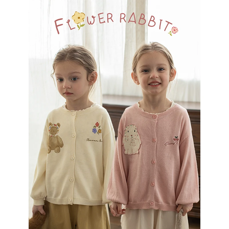 清 幼悠春三波 女童韩版洋气休闲百搭上衣儿童毛衣开衫 潮 C2906