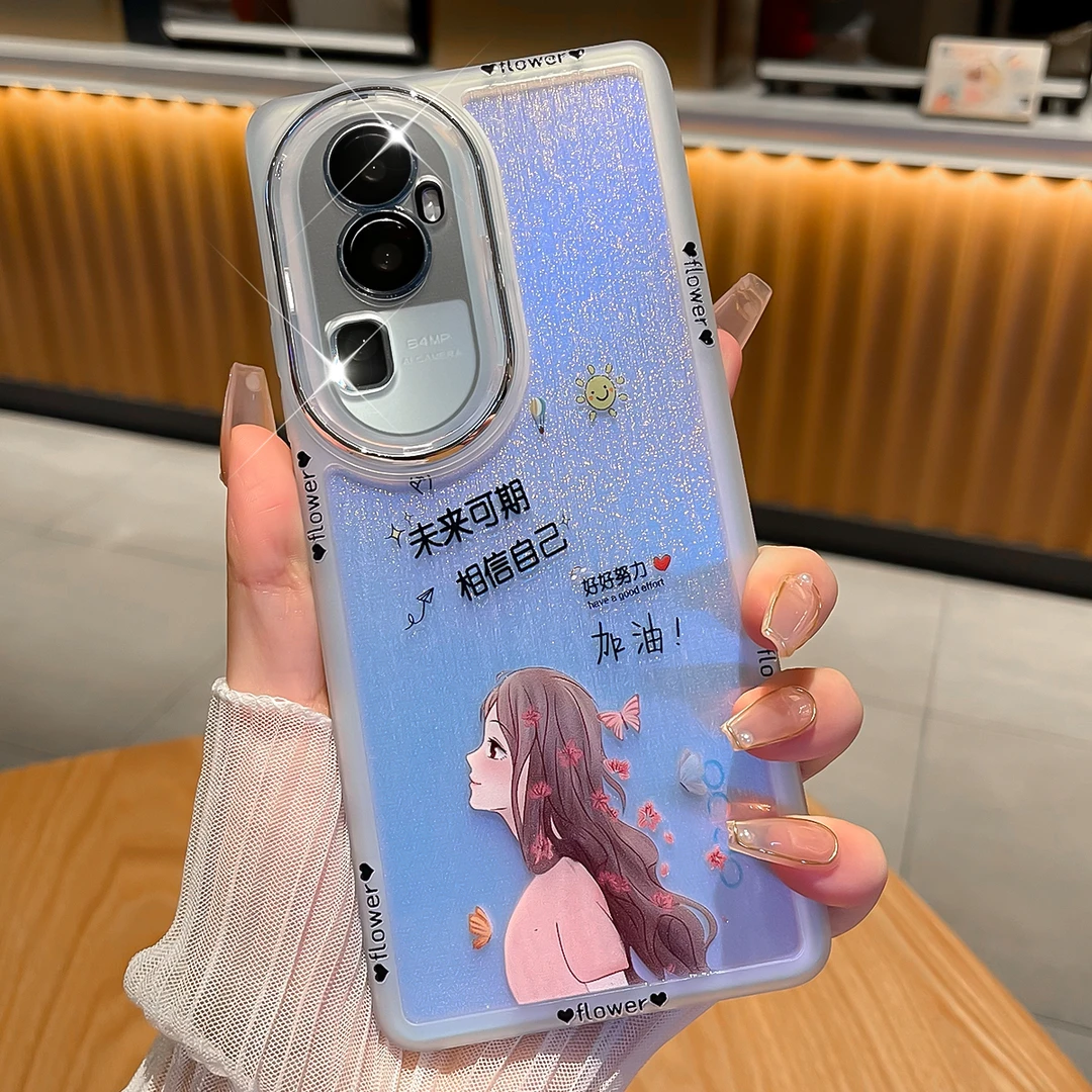潮钻适用opporeno10手机壳女创意reno10pro+镜头全包防摔简约透明