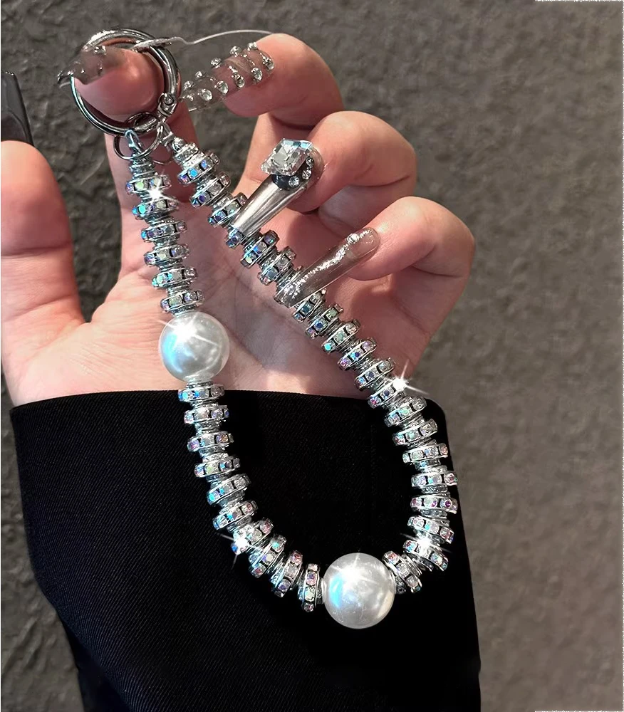 潮钻适用手机挂绳高端带钻手腕链子轻奢百搭手工串珠短链饰品挂件