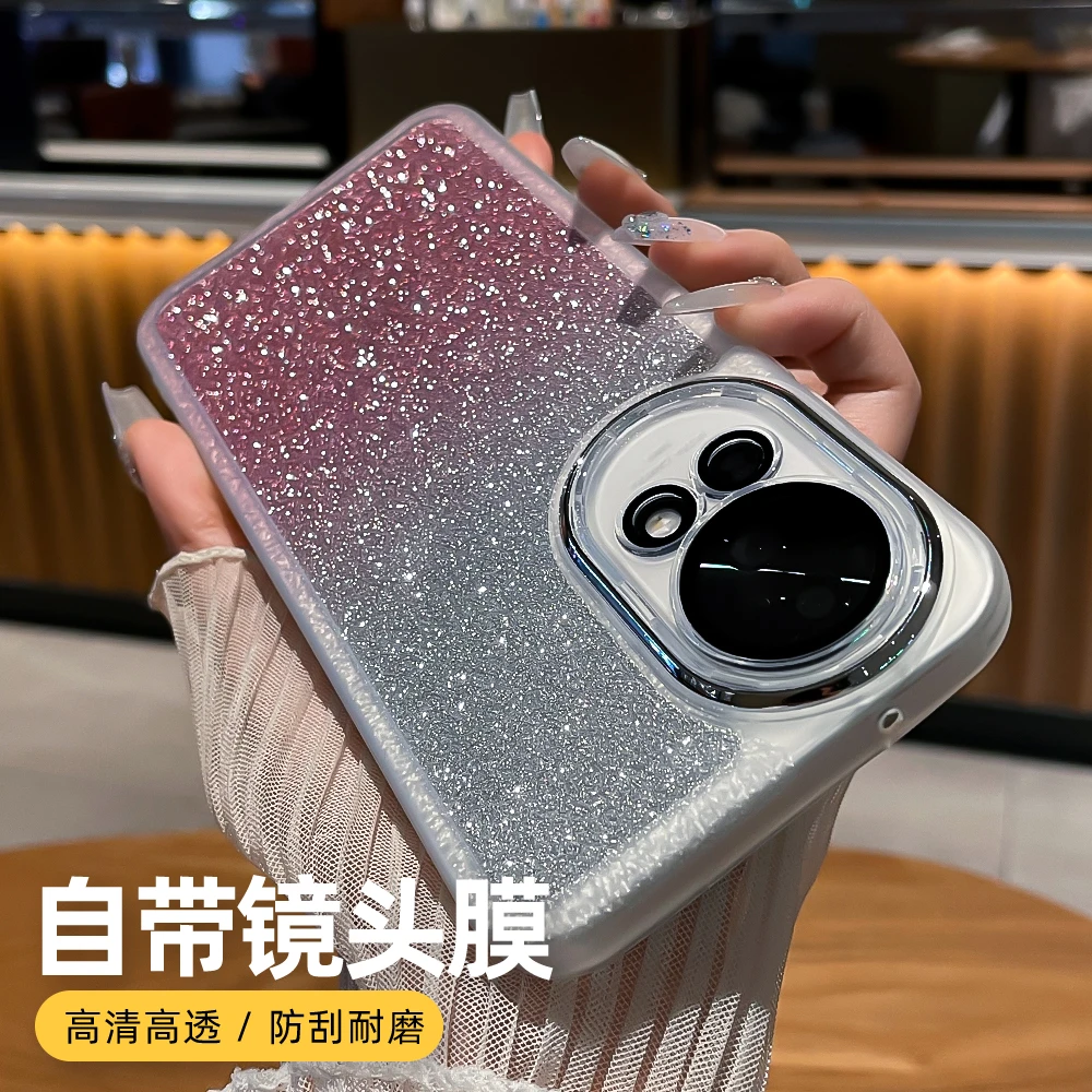 潮钻华为nova13手机壳女款nova13pro闪粉补妆镜支架硅胶防摔潮壳