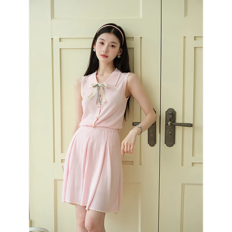 且可ChillCozy 循迹真我 桑蚕丝莱赛尔小香风针织连衣裙