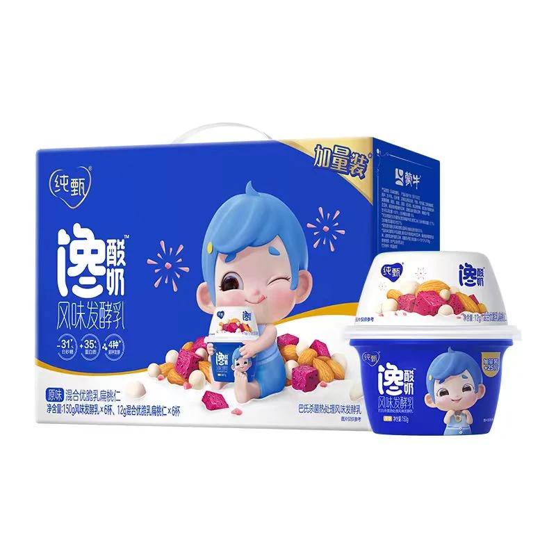 6月纯甄馋酸奶混合优脆乳扁桃仁口味风味发酵乳预制杯162g*6杯