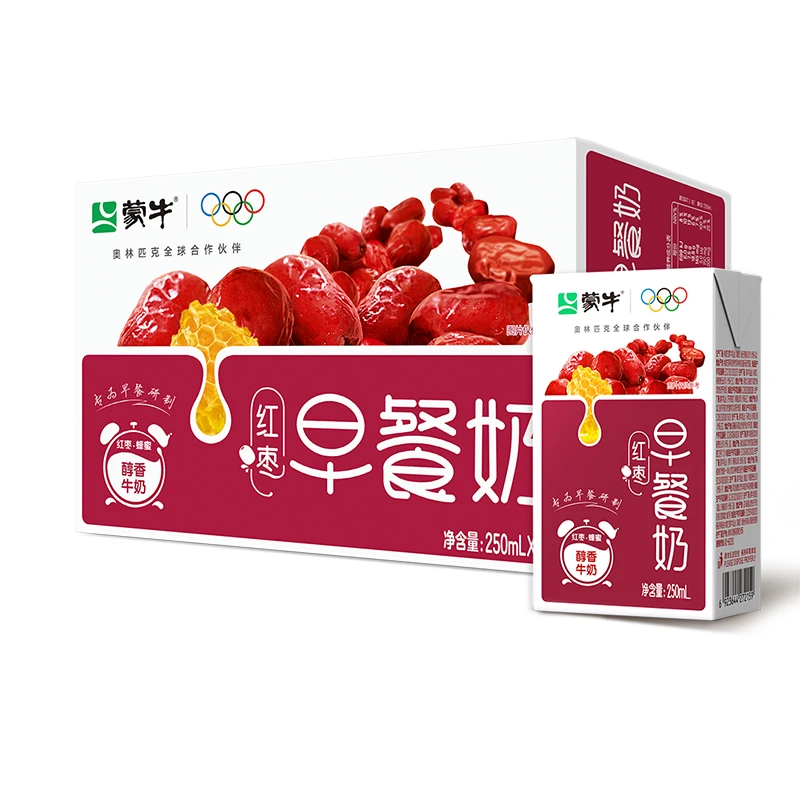 5月蒙牛红枣早餐奶250mL*16盒整箱营养学生早餐奶整箱批发原生高钙