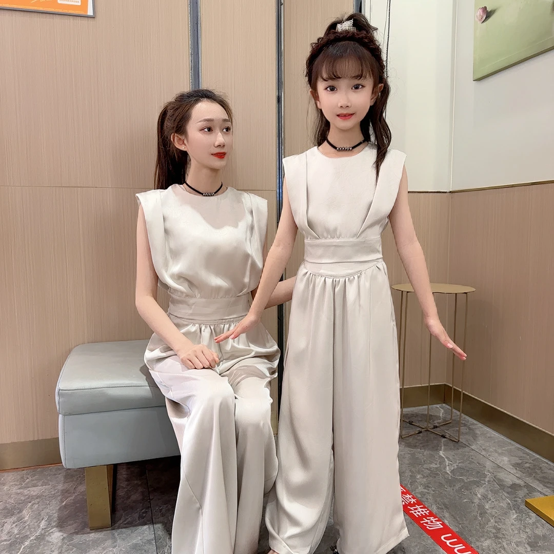 小众设计缎面丝滑蝴蝶结阔腿裤套装时尚法式气质名媛套装