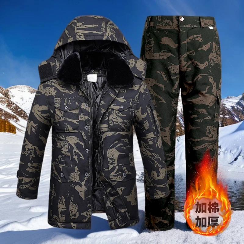 冬季保暖男士加厚棉大衣中长款工装防寒防水汽修专用劳保棉服套装