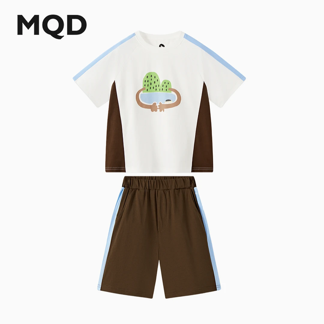 【凉感】MQD童装24夏新款户外艺术感撞色拼接露营套装9642W2249